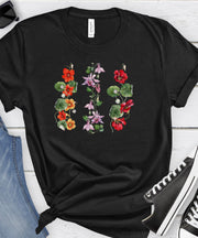 Pretty Vertical Flowers T-Shirt, Floral Gift T-Shirt, Floral Shirt, Flower T-Shirt, Soft Comfortable Unisex TShirt Short Sleeve Crew Neck