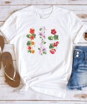 Pretty Vertical Flowers T-Shirt, Floral Gift T-Shirt, Floral Shirt, Flower T-Shirt, Soft Comfortable Unisex TShirt Short Sleeve Crew Neck