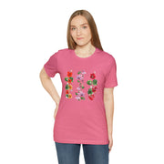 Pretty Vertical Flowers T-Shirt, Floral Gift T-Shirt, Floral Shirt, Flower T-Shirt, Soft Comfortable Unisex TShirt Short Sleeve Crew Neck