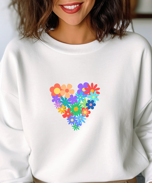 Flower Hearts Sweatshirt,  Flowers, Heart Shaped flowers, Flowers, Floral Gift Sweatshirt, Floral Heart Shirt, Flowers Gift for Girlfriend.