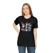 Vintage Vertical Flowers, Floral Gift T-Shirt, Floral Shirt, Soft Comfortable Unisex Casual Top, Short Sleeve Crew Neck Tee, Pretty Flowers