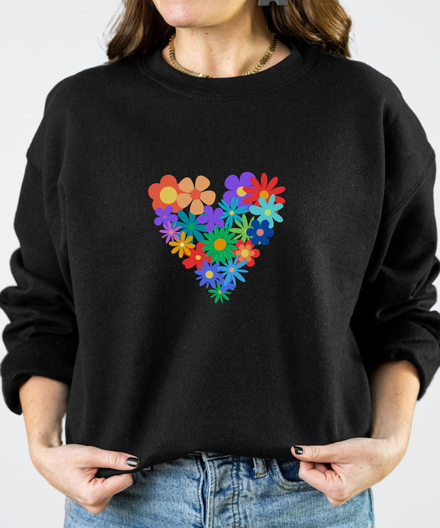 Flower Hearts Sweatshirt,  Flowers, Heart Shaped flowers, Flowers, Floral Gift Sweatshirt, Floral Heart Shirt, Flowers Gift for Girlfriend.