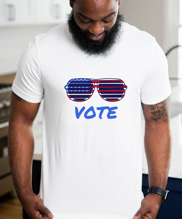 VOTE! Election Shirt, Cool Sunglasses, Pro Voting Tee.