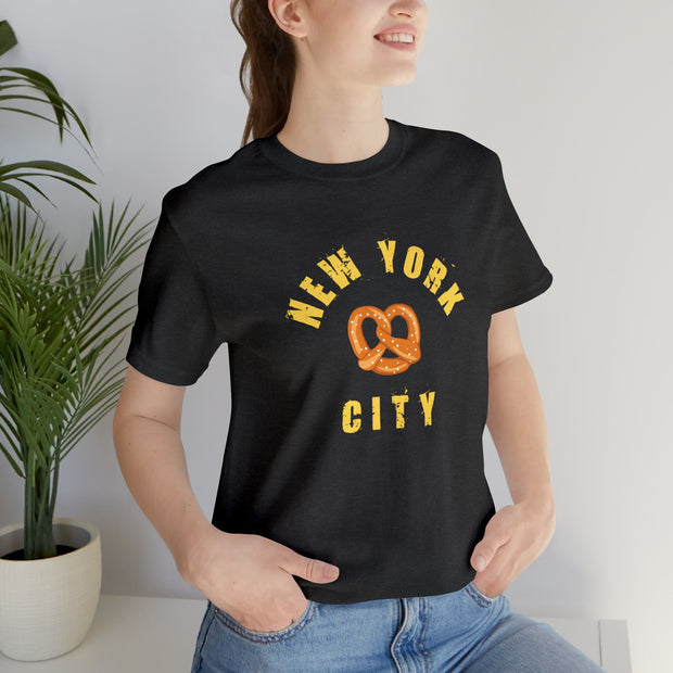 New York City Pretzel T-Shirt. NYC Pride, Pretzel Love Top, Unisex Gift TShirt Funny Manhattan Crew Neck Tee Graphic Urban Top, City Shirt