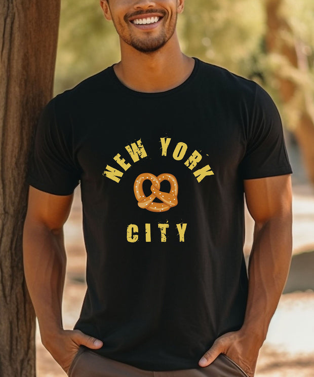 New York City Pretzel T-Shirt. NYC Pride, Pretzel Love Top, Unisex Gift TShirt Funny Manhattan Crew Neck Tee Graphic Urban Top, City Shirt