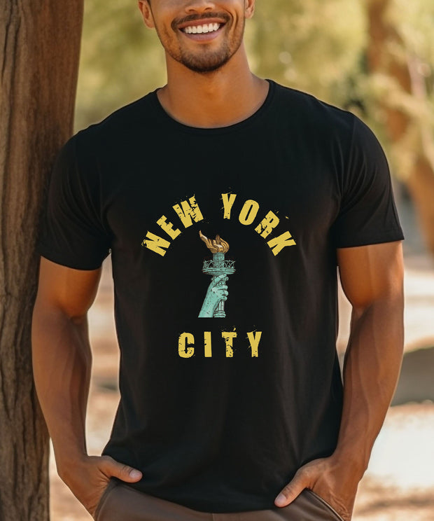 New York City Liberty Torch T Shirt, New York Pride Gift Top, Unisex Gift TShirt Funny Manhattan Crew Neck Tee Graphic Urban Top, City Shirt