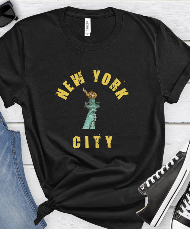 New York City Liberty Torch T Shirt, New York Pride Gift Top, Unisex Gift TShirt Funny Manhattan Crew Neck Tee Graphic Urban Top, City Shirt