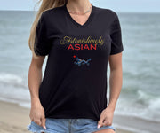 Asian Pride V-Neck Tee, Asian TShirt, Asian Love Unisex Fun Gift T-Shirt. Proud Asian V-Neck T-Shirt