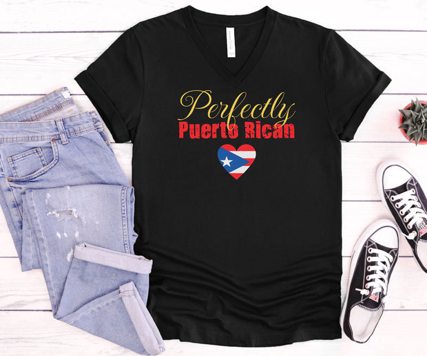 Puerto Rican Pride V-Neck Tee, Boyfriend Gift  TShirt, Ethnic Pride Unisex Fun Gift T-Shirt. Proud Mens TShirt Girlfriend Birthday Gift Top