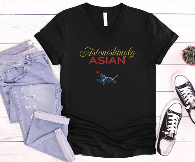 Asian Pride V-Neck Tee, Asian TShirt, Asian Love Unisex Fun Gift T-Shirt. Proud Asian V-Neck T-Shirt