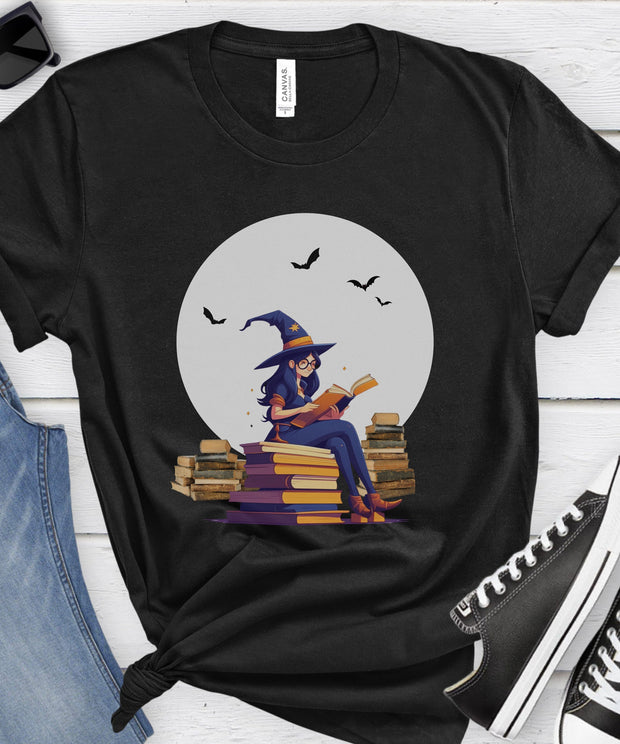 Reading Witch T-Shirt, Teacher, Student Witch T-Shirt, Librarian Gift T-Shirt. Pro-Reading, Funny Witch Halloween Shirt