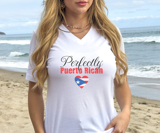 Puerto Rican Pride V-Neck Tee, Boyfriend Gift  TShirt, Ethnic Pride Unisex Fun Gift T-Shirt. Proud Mens TShirt Girlfriend Birthday Gift Top