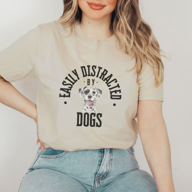 Easily Distracted By Dogs TShirt, Animal Lover Tee, Cute Unisex Top, Soft Crew Neck Dog Shirt, Men and Women Gift T-Shirt, Casual T- Shirt