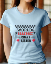 Funny Women's Softstyle Tee, World's Greatest Crazy Sister Shirt, Gift for Sisters, Short Sleeve Top, Family Humor Clothing, Sister Birthday