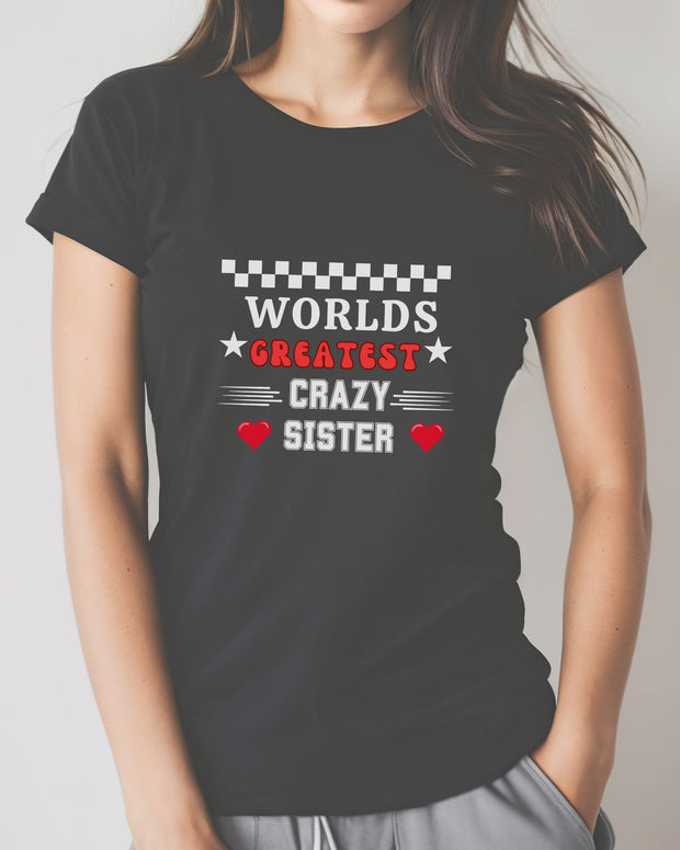 Funny Women's Softstyle Tee, World's Greatest Crazy Sister Shirt, Gift for Sisters, Short Sleeve Top, Family Humor Clothing, Sister Birthday