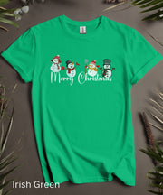 Tis The Season Merry Christmas Snowmen TShirt Unisex Holiday Shirt, Merry Christmas Snowman Top, Mens Womens XMAS Top, Funny Graphic T Shirt