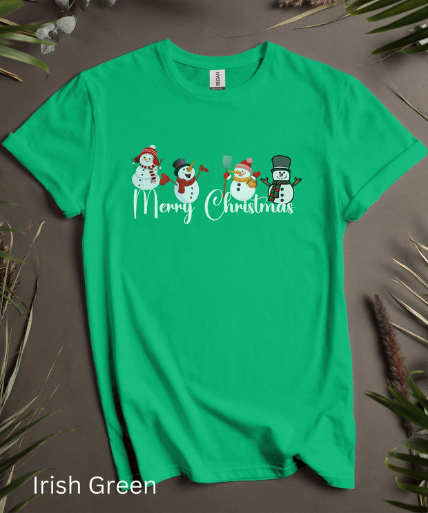 Tis The Season Merry Christmas Snowmen TShirt Unisex Holiday Shirt, Merry Christmas Snowman Top, Mens Womens XMAS Top, Funny Graphic T Shirt