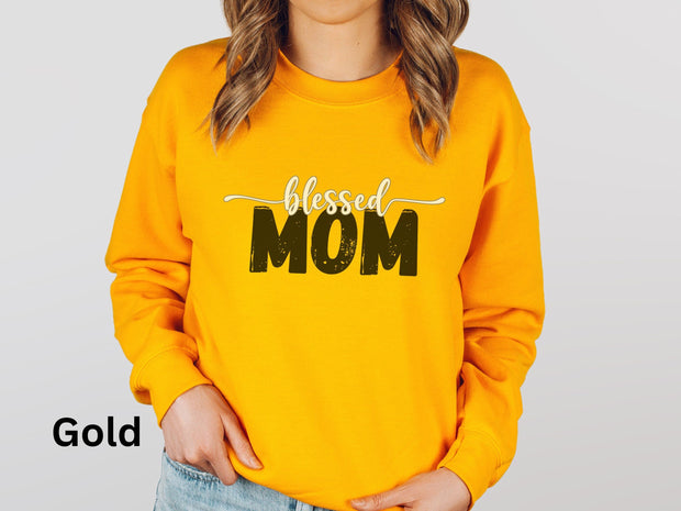 Blessed Mom Appreciation Sweatshirt, Womens Mom Shirt, Girls Mother Shirt, Long Sleeve Casual Mom Top, Comfortable Crew Neck Mama Winter Top