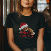 Funny Cat TShirt, Christmas Cat Shirt, Cute Kitty Xmas Tee, Merry Christmas Graphic Top, Soft Christmas T Shirt, Comfortable Christmas Shirt