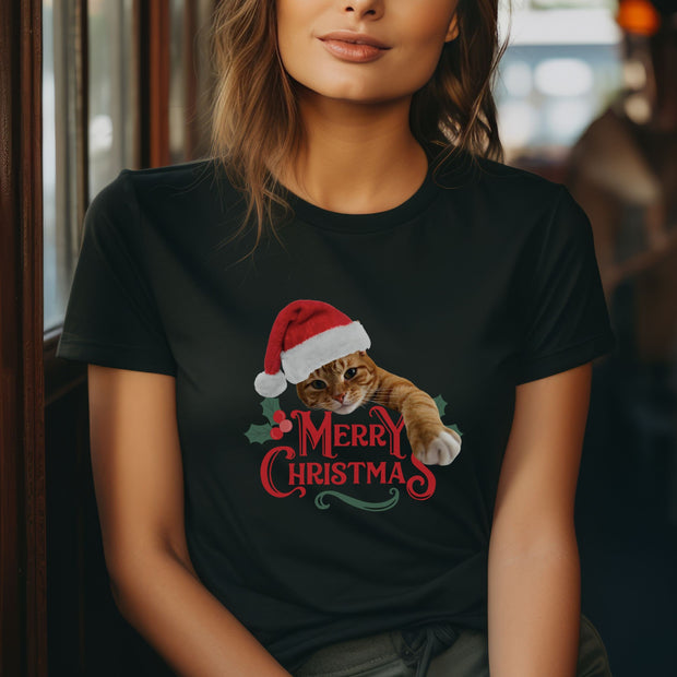 Funny Cat TShirt, Christmas Cat Shirt, Cute Kitty Xmas Tee, Merry Christmas Graphic Top, Soft Christmas T Shirt, Comfortable Christmas Shirt