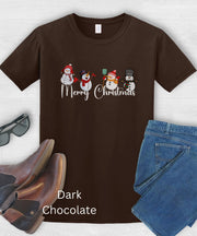 Tis The Season Merry Christmas Snowmen TShirt Unisex Holiday Shirt, Merry Christmas Snowman Top, Mens Womens XMAS Top, Funny Graphic T Shirt