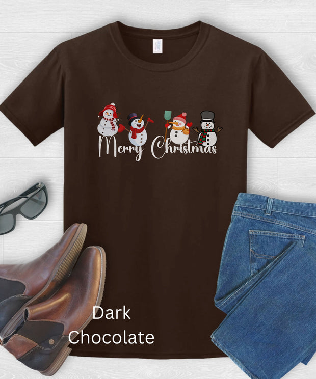 Tis The Season Merry Christmas Snowmen TShirt Unisex Holiday Shirt, Merry Christmas Snowman Top, Mens Womens XMAS Top, Funny Graphic T Shirt