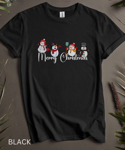 Tis The Season Merry Christmas Snowmen TShirt Unisex Holiday Shirt, Merry Christmas Snowman Top, Mens Womens XMAS Top, Funny Graphic T Shirt