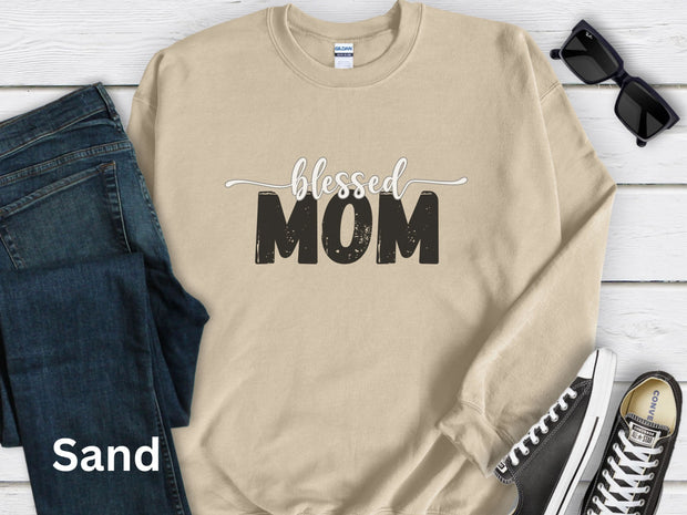 Blessed Mom Appreciation Sweatshirt, Womens Mom Shirt, Girls Mother Shirt, Long Sleeve Casual Mom Top, Comfortable Crew Neck Mama Winter Top