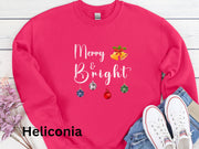 Unisex Merry And Bright Christmas Sweatshirt, Mens XMas Shirt, Womens Holiday Winter Top, Comfortable Soft, Long Sleeve Crew Neck Sweatshirt