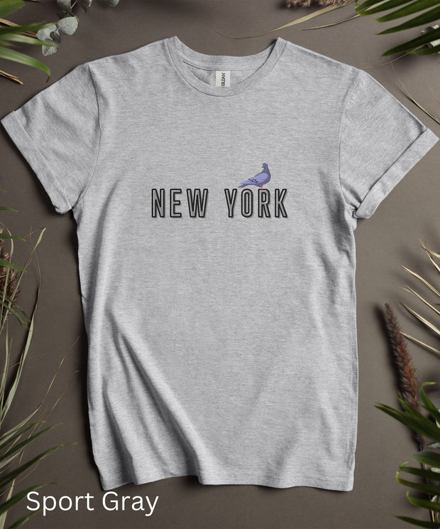 New York Pigeon TShirt, Funny New York T Shirt, Comfortable Soft Humorous Urban Top, Mens Womens Casual Graphic Tee, Cute Short Sleeve Shirt