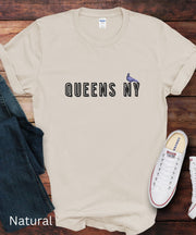 Queens Pigeon TShirt, Queens NYC Funny T Shirt, Comfortable Soft Humorous Urban Top, Mens Womens Casual Graphic Tee, Cute Short Sleeve Shirt