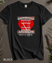 Brownsville Brooklyn Love TShirt With Classic Fire Escape and New York Pigeon T Shirt, Soft Top Unisex Funny Graphic, Short Sleeve comfy Tee