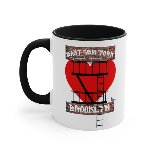 East New York Brooklyn Ceramic Mug With Fire Escape Graphic Brooklyn Pride Mug, East New York Mug, Brooklyn Gift Mug, Urban Fire Escape  Mug