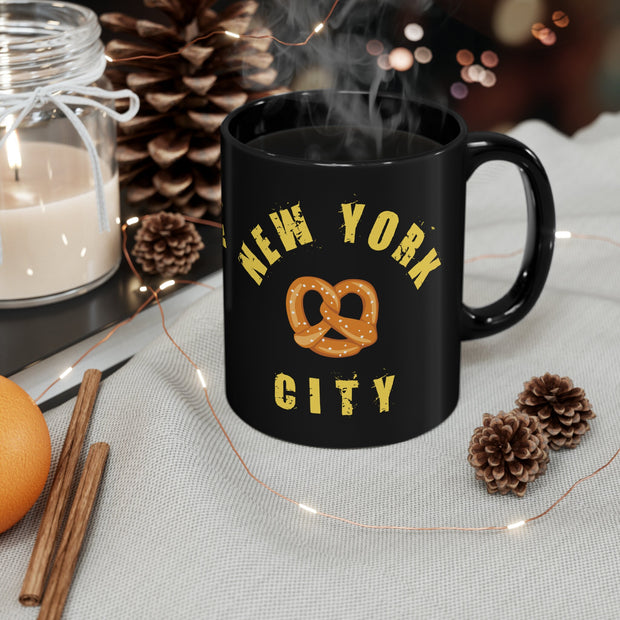 New York City Pretzel Ceramic Mug, Funny New York Mug, New Yorker Beverage Mug, Humorous Gift Birthday Mug, New York Pride, Comical NYC Mug.