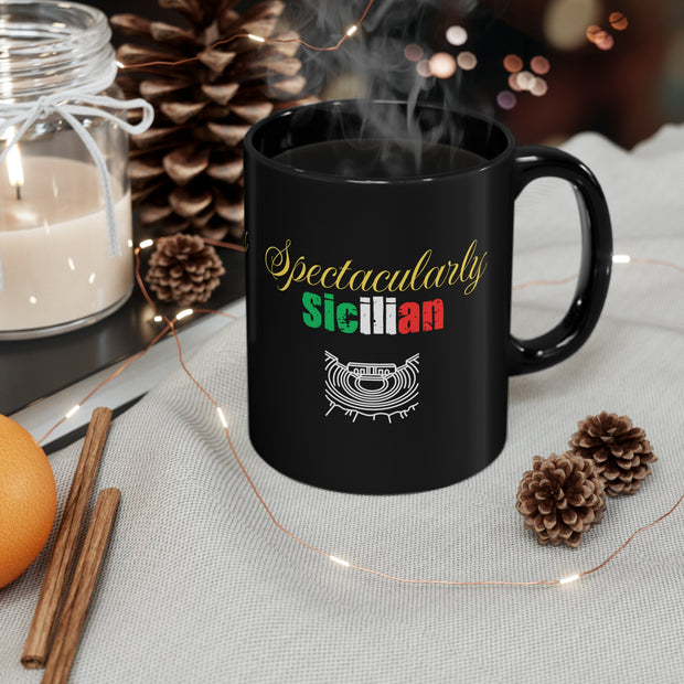 Spectacularly Sicilian Ceramic Mug With Ancient Greek Theater Graphic Sicilian Gift Mug, Italian Gift Mug Italian Pride Mug, Sicilian Pride