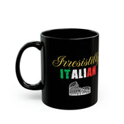 Irresistibly Italian Ceramic Mug With Roman Colosseum Graphic Italian Style Gift Mug, Humorous Italian Gift Mug, Italian Pride, Comical Mug.