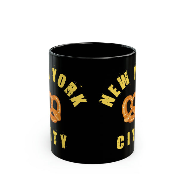 New York City Pretzel Ceramic Mug, Funny New York Mug, New Yorker Beverage Mug, Humorous Gift Birthday Mug, New York Pride, Comical NYC Mug.