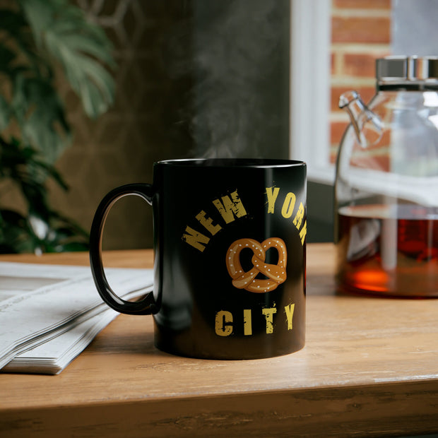 New York City Pretzel Ceramic Mug, Funny New York Mug, New Yorker Beverage Mug, Humorous Gift Birthday Mug, New York Pride, Comical NYC Mug.